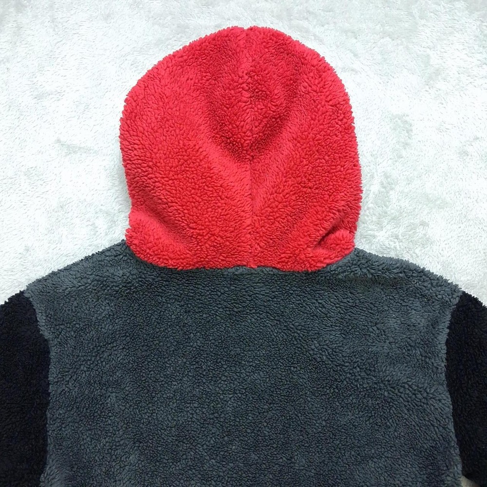 Champion Boys Sherpa Fleece Hoodie Gray Black Red Colorblock Pullover L 14/16 - Picture 5 of 8